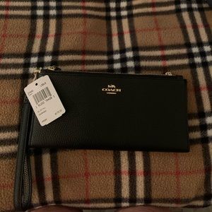 Black leather NWT COACH double zipper wallet